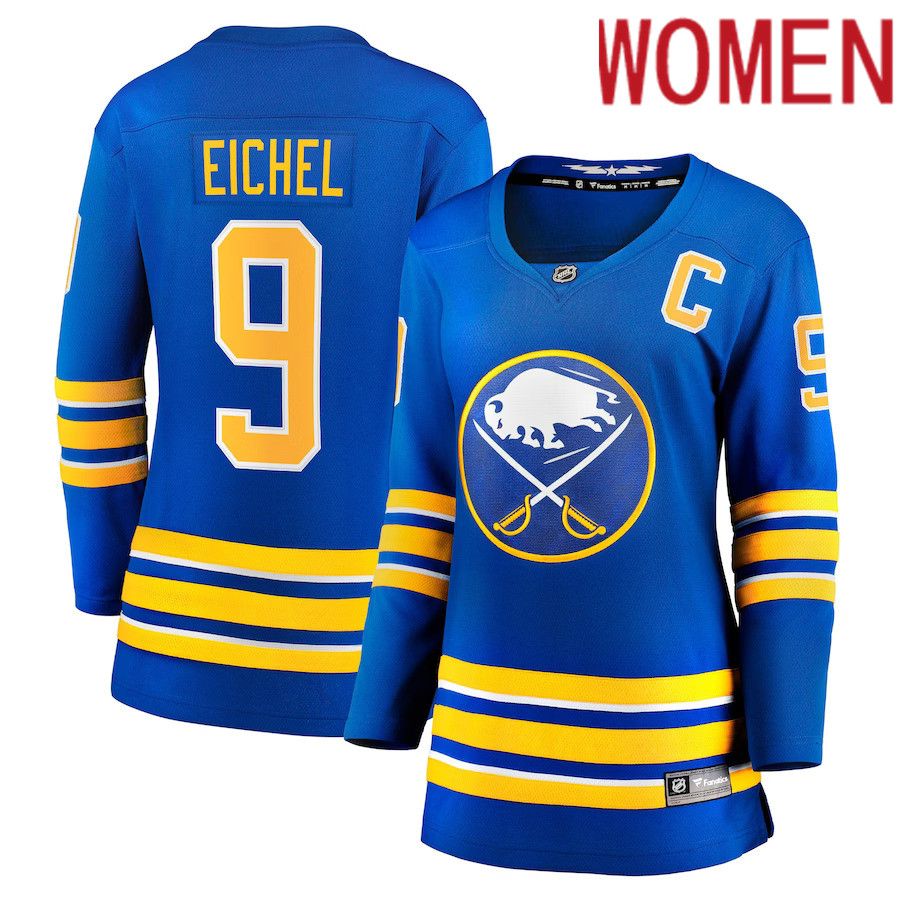 Women Buffalo Sabres 9 Jack Eichel Fanatics Branded Royal Home Premier Breakaway Player NHL Jersey